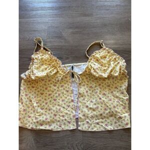 New! Frankies‎ Bikinis Halle Flyaway Bikini Top Yellow XXL